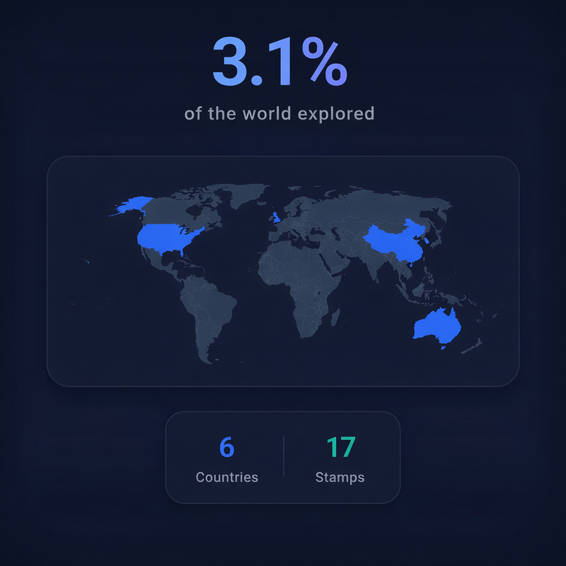 Travori world map showing visited countries